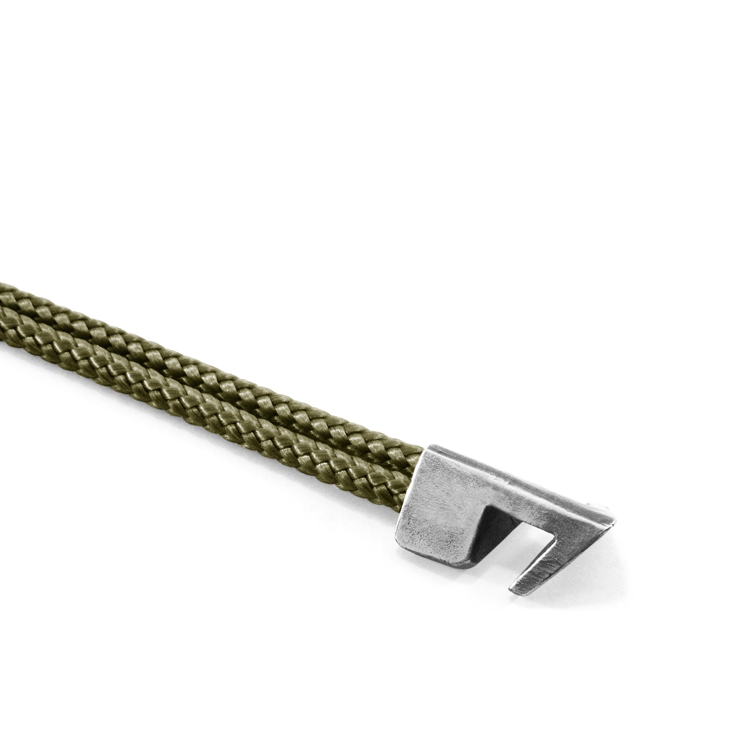 Khaki Green Brixham Silver and Rope Bracelet